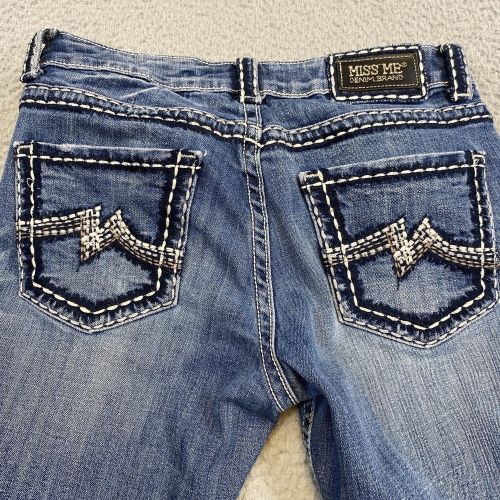 Miss Me Jeans‎ Womens 28 Blue Boyfriend Capri Distressed Contrast Stitching - Picture 2 of 12